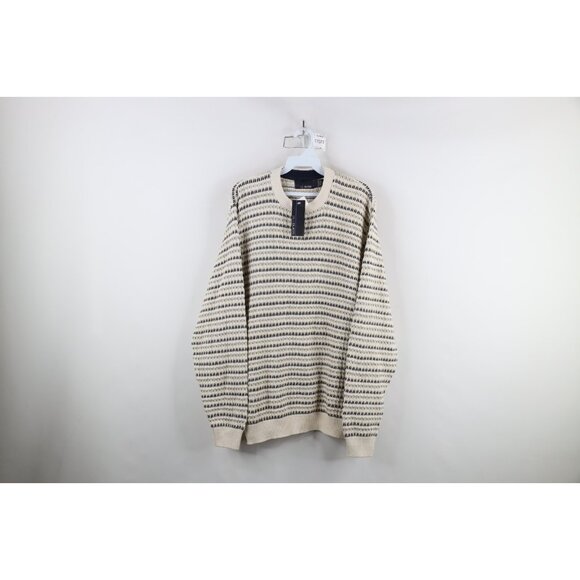 Deadstock Vtg 90s Streetwear Mens Medium Striped Hand Framed Cotton Knit Sweater